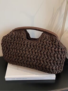 Woven Knit Clutch Wristlet - Chocolate Brown
